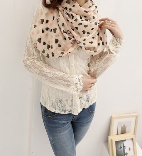 Summer Love Heart Pattern Designer Scarf