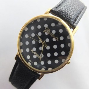 Polka Dot Face Quartz Stainless Steel Watch