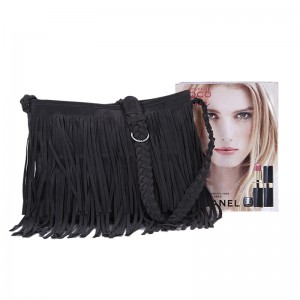 Black tassles handbag